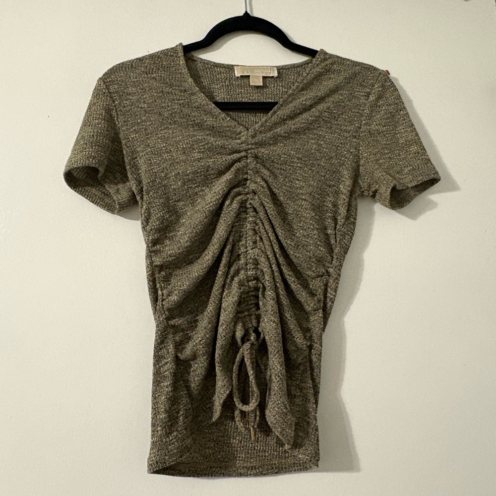 Michael Kors Gathered Knit Top in Brown